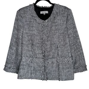 Kasper Career Blazer Jacket Lined Classic Sequin Black White size 18